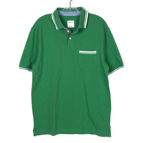 NWT Merona Green Polo Shirt with White Stripes - Picture 1 of 5